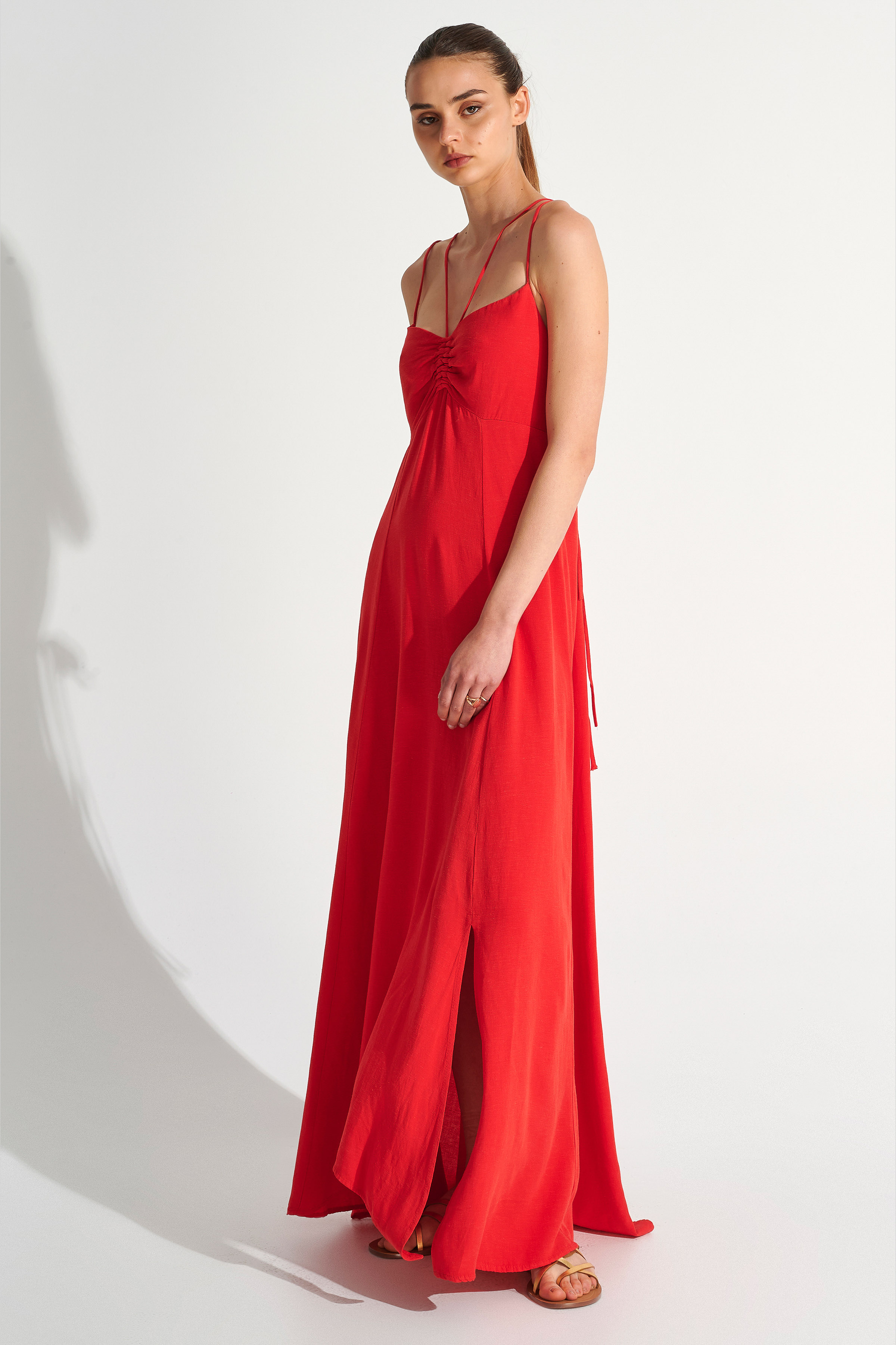 Φόρεμα μακρύ με τιράντες Red